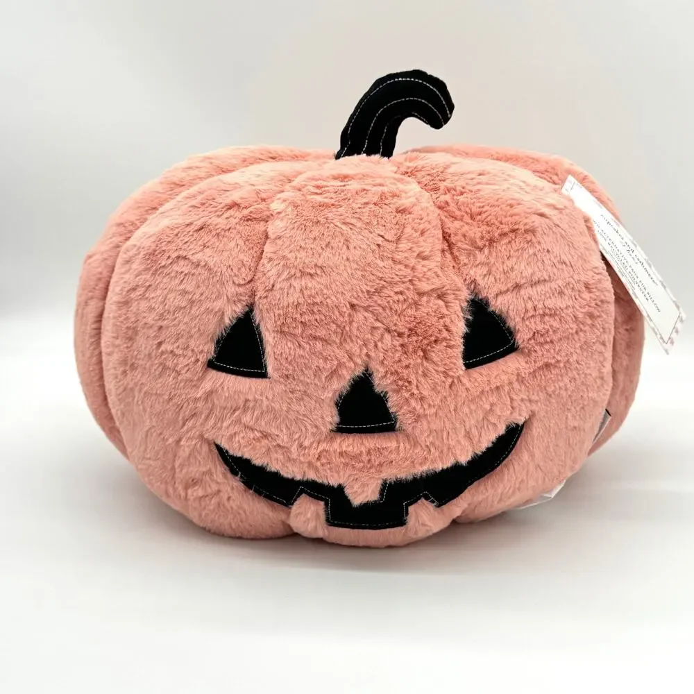 Cupcakes & Cashmere Rosette Pink 3D Koda Jack O Lantern Pumpkin Pillow Halloween